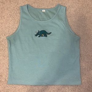 Green dino cropped tank!